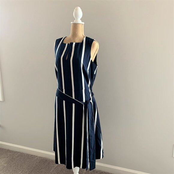 NWT Banana Republic Dress Sleeveless Navy White Stripes Nautical Petite … - Picture 4 of 12